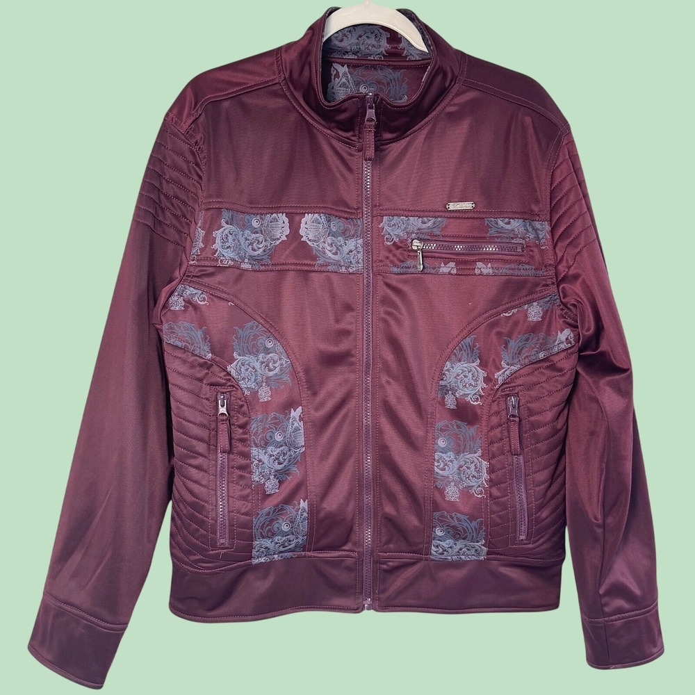 Vintage Caffeine Reversible Track Jacket Burgundy Y2k Medium